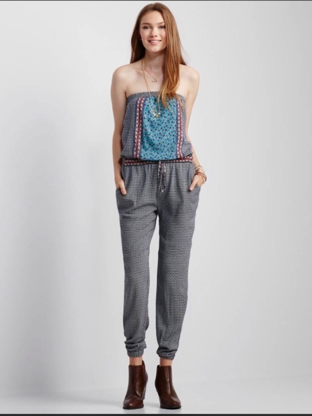 Aeropostale Strapless Boho Jumpsuit Romper Size Small